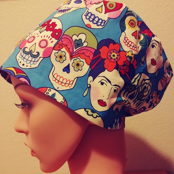 Women's Surgical Cap, Scrub Hat, Chemo Cap, Frida Kahlo