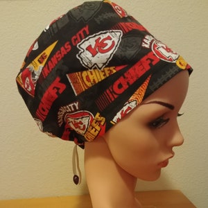 Women&#39;s Surgical Cap, Scrub Hat, Chemo Cap, NFL Kansas City Chiefs