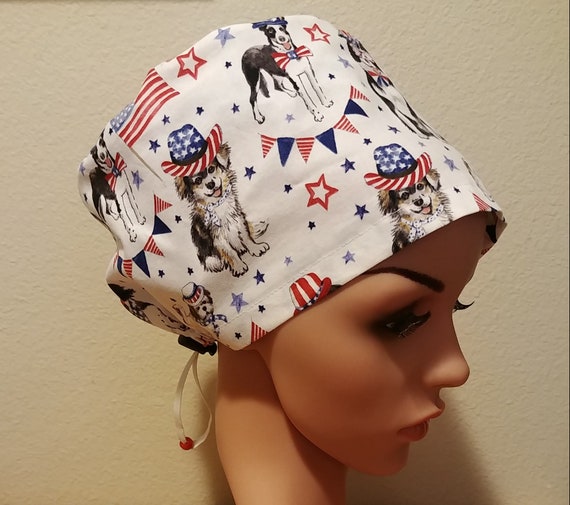 Women's Surgical Cap, Scrub Hat, Chemo Cap, Puppy Parade