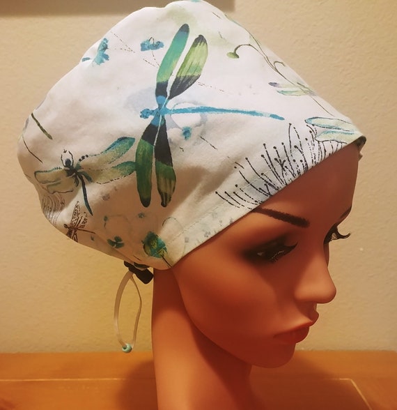 Women's Surgical Cap, Scrub Hat, Chemo Cap, Drangonfly