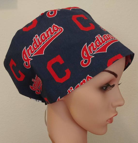 Women's Surgical Cap, Scrub Hat, Chemo Cap, MLB Cleveland Indians