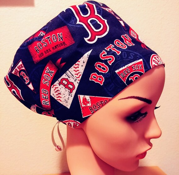 Women's Surgical Cap, Scrub Hat, Chemo Cap,  MLB Boston Pennants