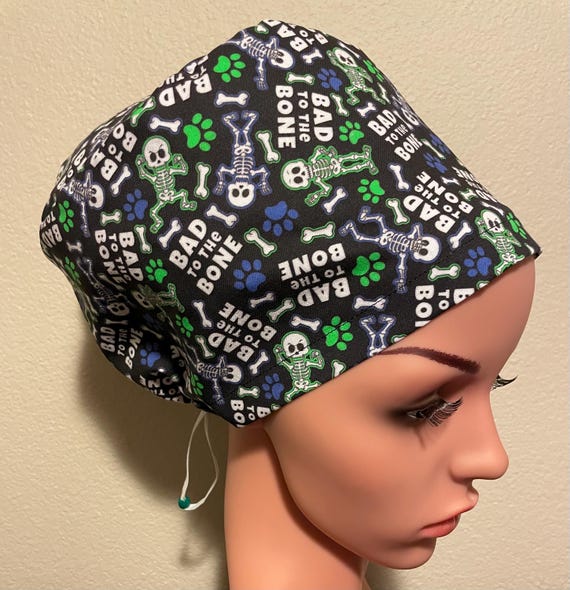 Women's Surgical Cap, Scrub Hat, Chemo Cap,  Bad to the Bone