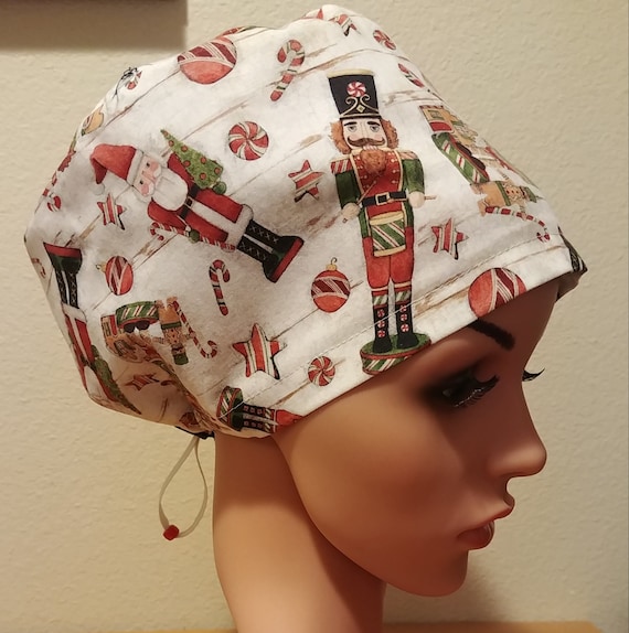 Women's Surgical Cap, Scrub Hat, Chemo Cap, Christmas Nutcrackers