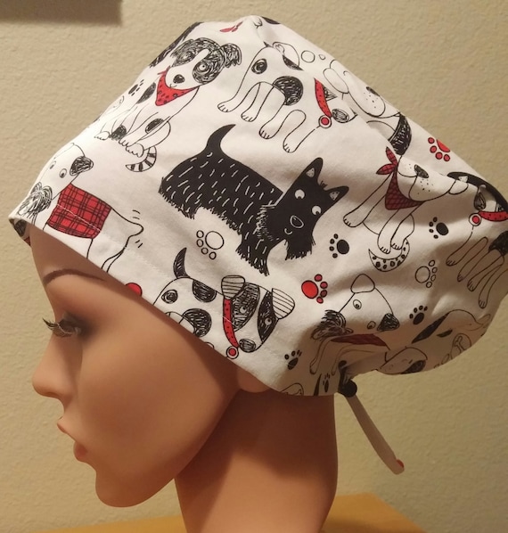 Women's Surgical Cap, Scrub Hat, Chemo Cap, Playful Puppies