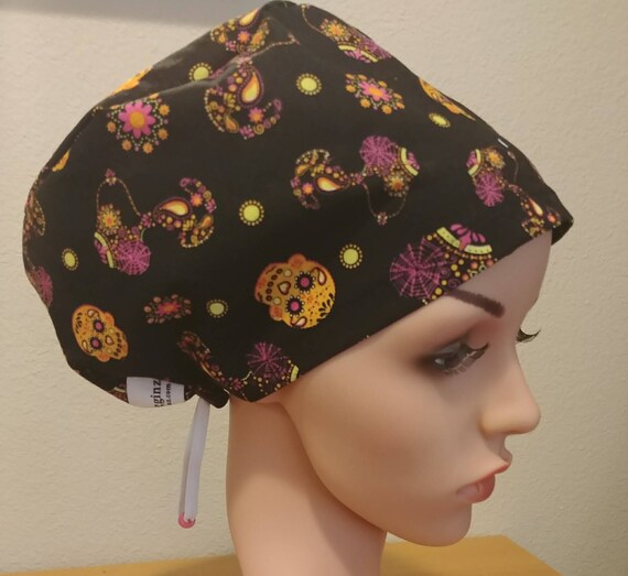 Women's Surgical Cap, Scrub Hat, Chemo Cap, Snoopy Sugar Skulls