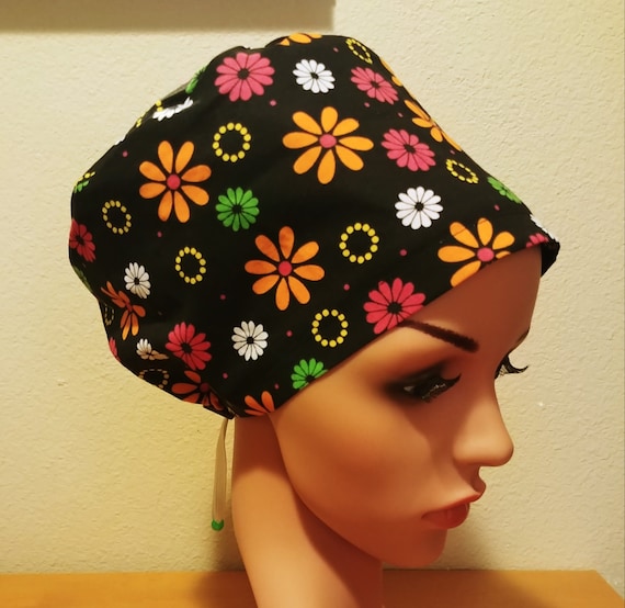 Women's Surgical Cap, Scrub Hat, Chemo Cap, Mod Floral