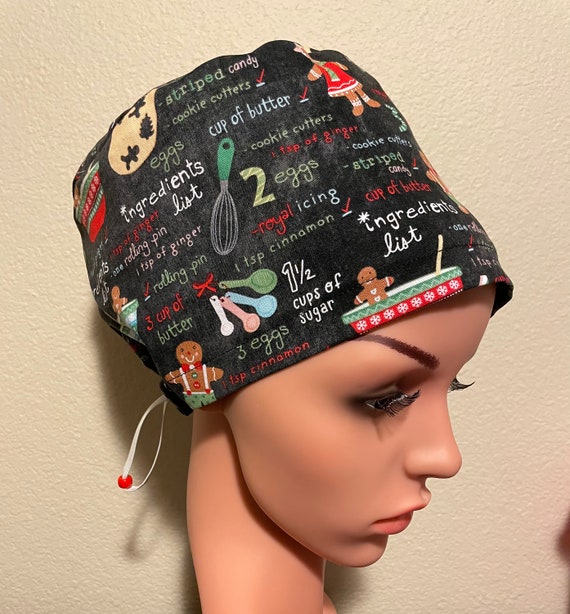 Women's Surgical Cap, Scrub Hat, Chemo Cap,  Gingerbread Cookie Recipe