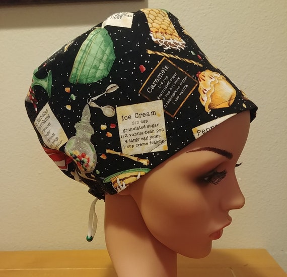 Women's Surgical Cap, Scrub Hat, Chemo Cap,  Christmas Recipes