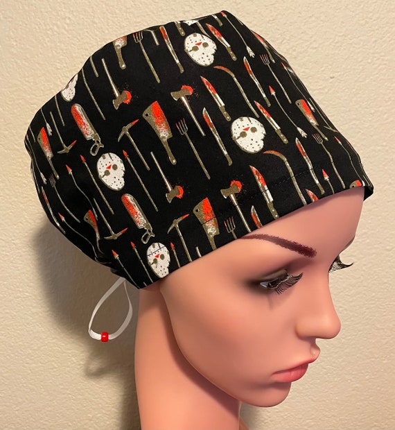 Women's Surgical Cap, Scrub Hat, Chemo Cap,  Friday the 13th