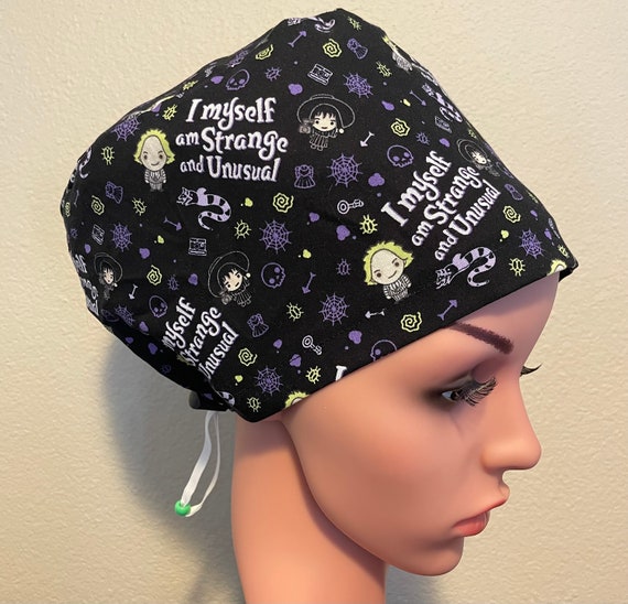 Women's Surgical Cap, Scrub Hat, Chemo Cap, Beetlejuice