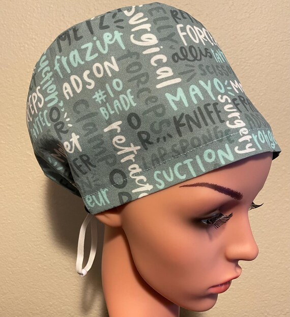 Women's Surgical Cap, Scrub Hat, Chemo Cap,  Surgical Words