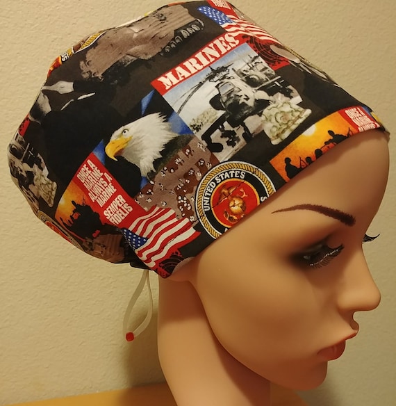 Women's Surgical Cap, Scrub Hat, Chemo Cap, United States Marines