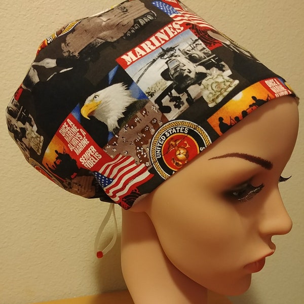 Women's Surgical Cap, Scrub Hat, Chemo Cap, United States Marines