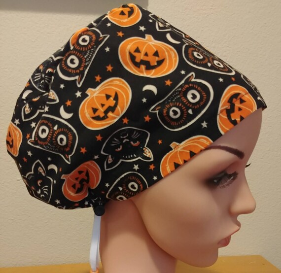 Women's Surgical Cap, Scrub Hat, Chemo Cap, Owls and Black Hats
