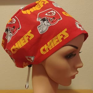 Women&#39;s Surgical Cap, Scrub Hat, Chemo Cap, NFL Kansas City Chiefs