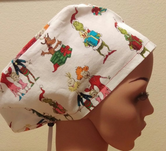 Women's Surgical Cap, Scrub Hat, Chemo Cap, The Grinch