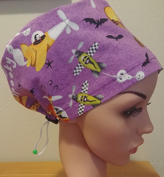 Women's Surgical Cap, Scrub Hat, Chemo Cap, Me and my Ghoul Friends