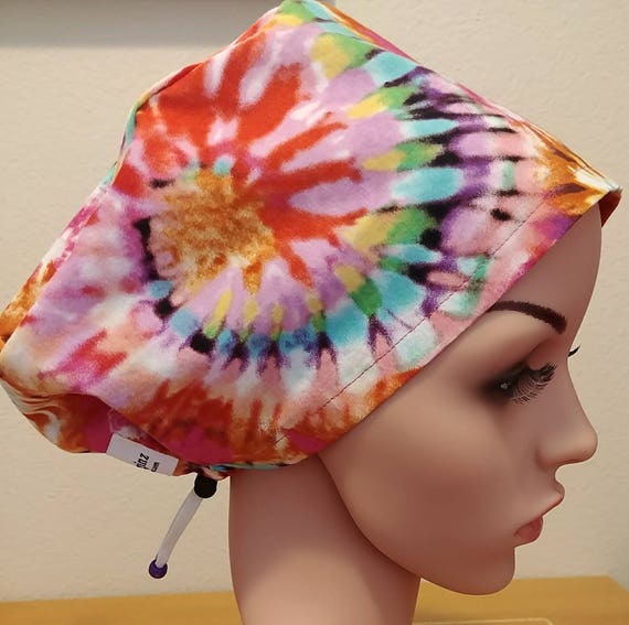 Women's Surgical Cap, Scrub Hat, Chemo Cap, Tie Dye