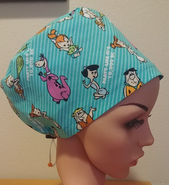Women's Surgical Cap, Scrub Hat, Chemo Cap, The Flintstones
