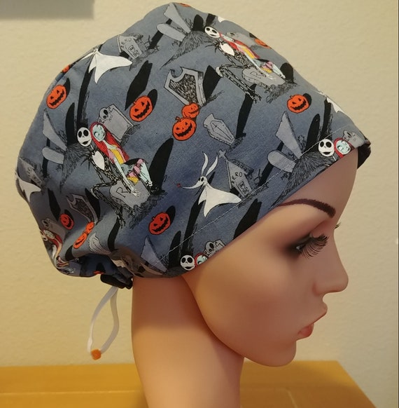 Women's Surgical Cap, Scrub Hat, Chemo Cap, Nightmare before Christmas