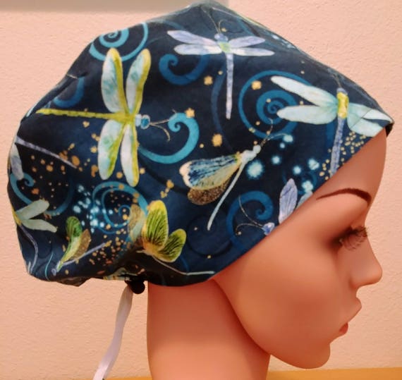 Women's Surgical Cap, Scrub Hat, Chemo Cap, Dragonfly