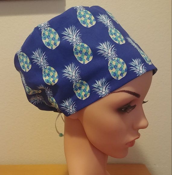 Women's Surgical Cap, Scrub Hat, Chemo Cap, Pineapple Paradise