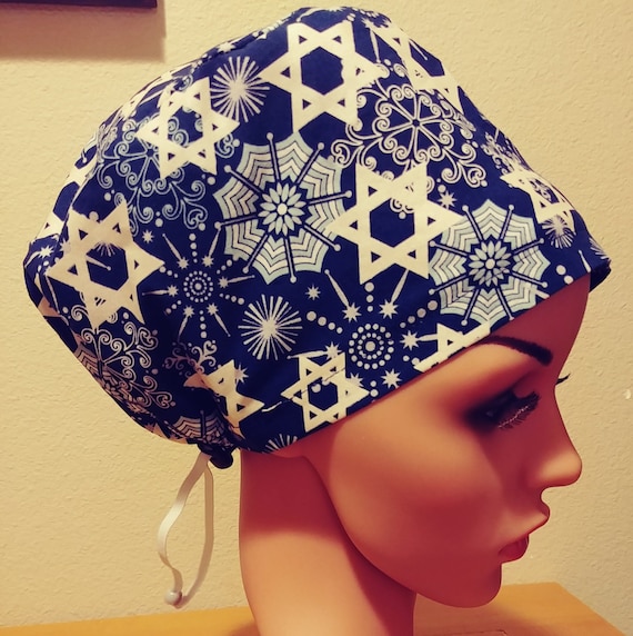 Women's Surgical Cap, Scrub Hat, Chemo Cap, Hanukah