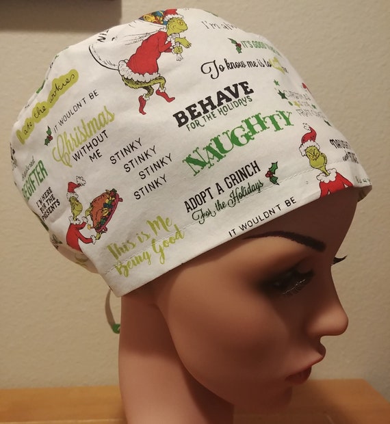 Women's Surgical Cap, Scrub Hat, Chemo Cap,  The Grinch