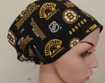 Women's Surgical Cap, Scrub Hat, Chemo Cap, Boston Bruins