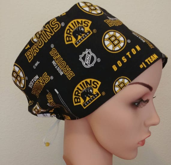 Women's Surgical Cap, Scrub Hat, Chemo Cap, Boston Bruins