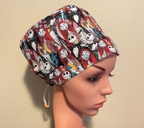 Women's Surgical Cap, Scrub Hat, Chemo Cap, Jack and Sally