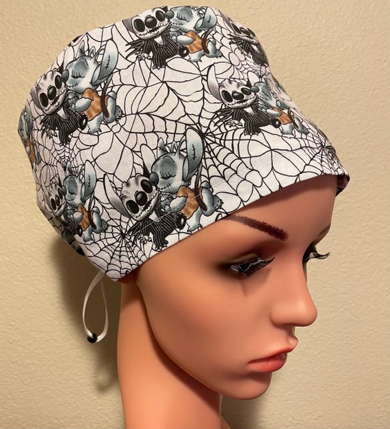 Women's Surgical Cap, Scrub Hat, Chemo Cap,  Skeleton Stitch