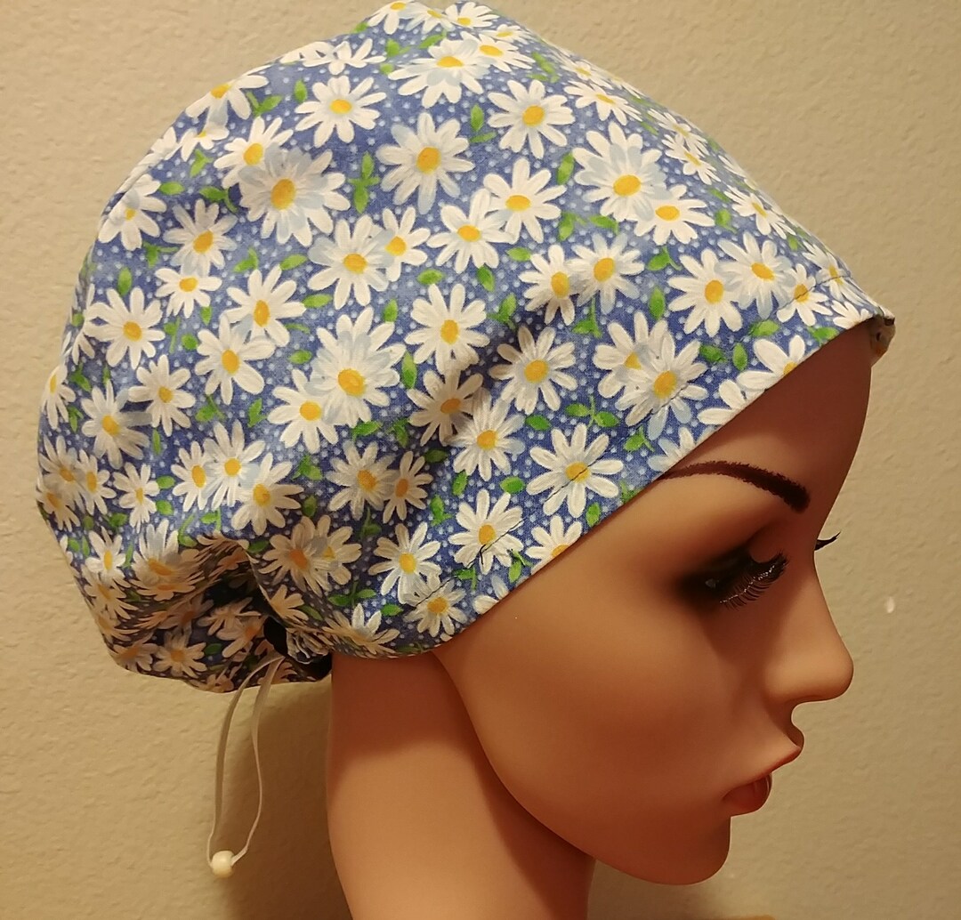 Women's Surgical Cap Scrub Hat Chemo Cap Daisies Etsy