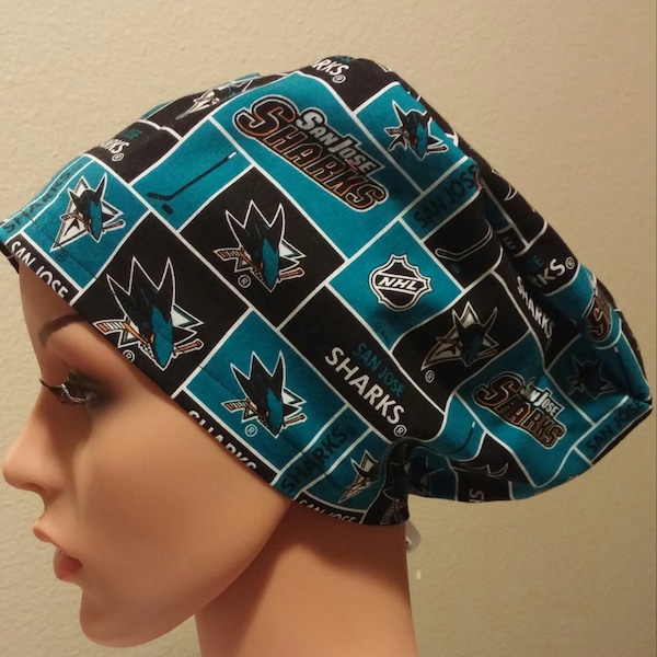 Women's Surgical Cap, Scrub Hat, Chemo Cap, San Jose Sharks