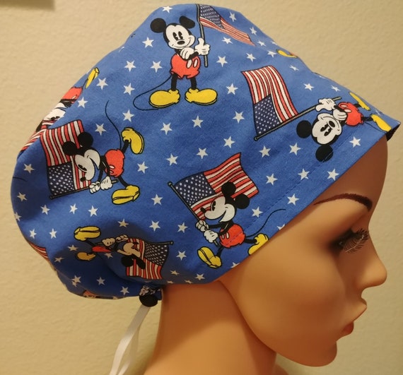 Women's Surgical Cap, Scrub Hat, Chemo Cap, All American Mickey