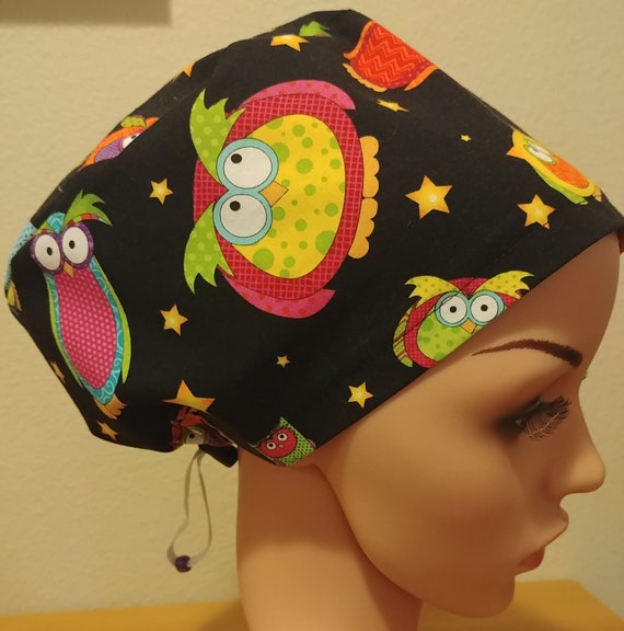 Women's Surgical Cap, Scrub Hat, Chemo Cap, Happy "OWL" oween