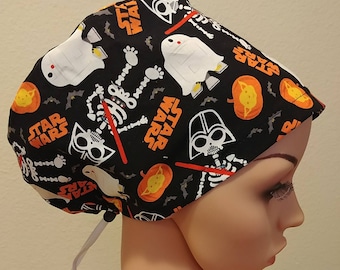 Women&#39;s Surgical Cap, Scrub Hat, Chemo Cap,Star Wars Darth Vader and R2D2