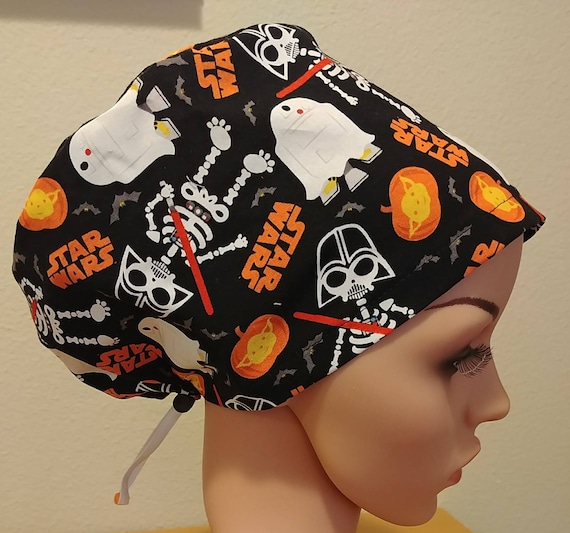 Women's Surgical Cap, Scrub Hat, Chemo Cap,Star Wars Darth Vader and R2D2