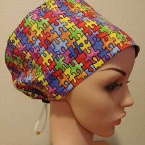 Women&#39;s Surgical Cap, Scrub Hat, Chemo Cap, Autism Awareness