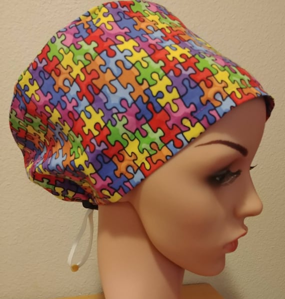 Women's Surgical Cap, Scrub Hat, Chemo Cap, Autism Awareness