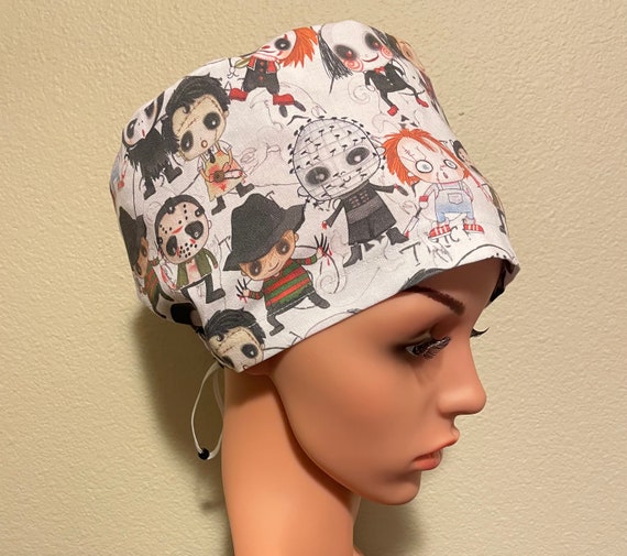 Women's Surgical Cap, Scrub Hat, Chemo Cap, Monsters