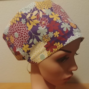 Women&#39;s Surgical Cap, Scrub Hat, Chemo Cap,  Blooming Buds