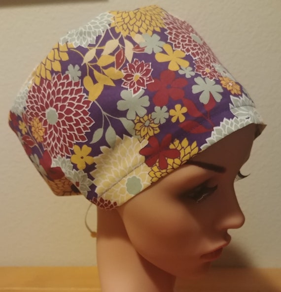 Women's Surgical Cap, Scrub Hat, Chemo Cap,  Blooming Buds