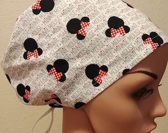 Women's Surgical Cap, Scrub Hat, Chemo Cap, Minnie Mouse