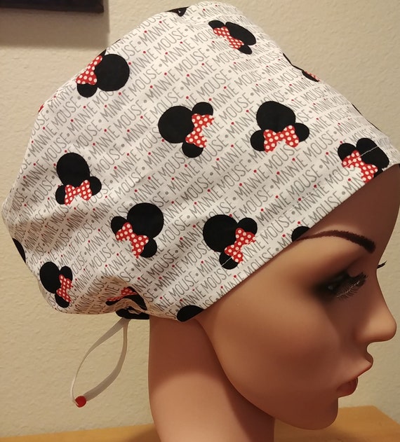Women's Surgical Cap, Scrub Hat, Chemo Cap, Minnie Mouse