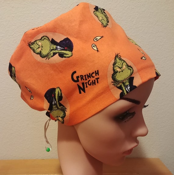 Women's Surgical Cap, Scrub Hat, Chemo Cap, Grinch Night