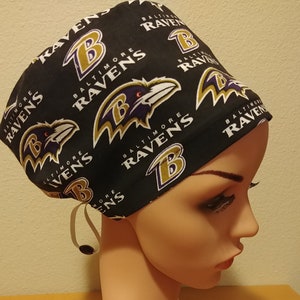 Women&#39;s Surgical Cap, Scrub Hat, Chemo Cap, NFL Baltimore Ravens
