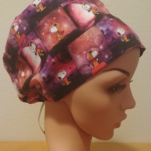 Women&#39;s Surgical Cap, Scrub Hat, Chemo Cap, Snoopy Astronaut