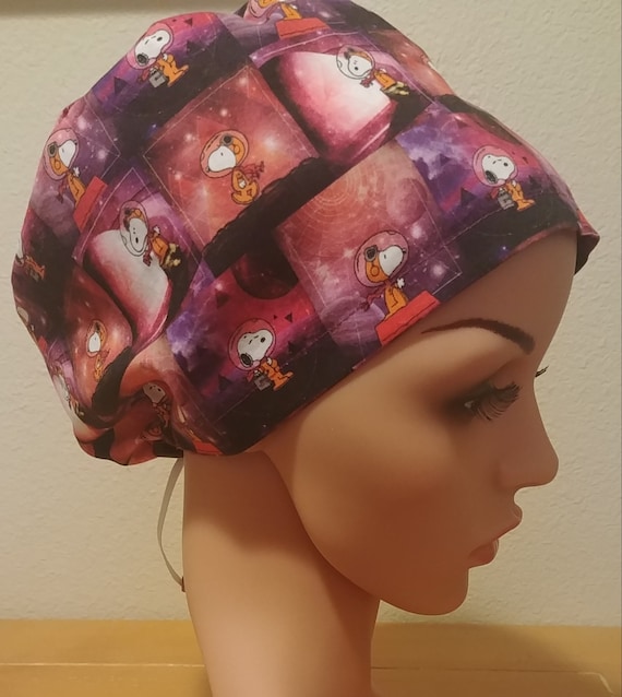 Women's Surgical Cap, Scrub Hat, Chemo Cap, Snoopy Astronaut